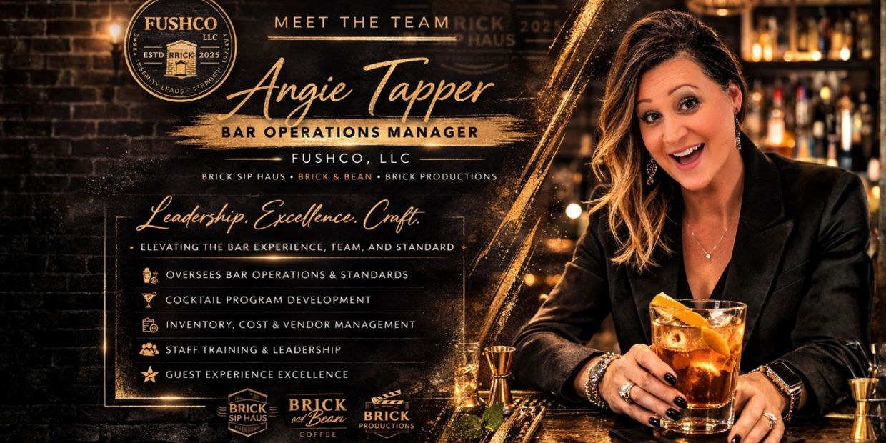 Angie Tapper, Bar Operations Manager at Fushco, LLC, overseeing bar standards and guest experience.