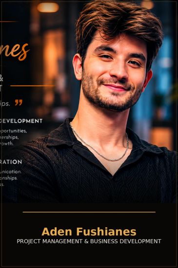 Professional portrait of Aden Fushianes, expert in project management and business development.