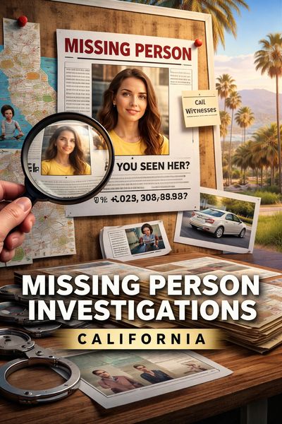 California private investigator conducting missing person investigation research