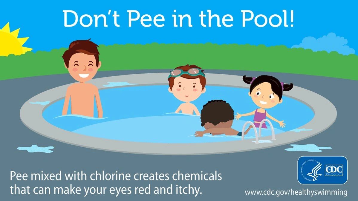 Pleasure Pools - #PoolMyth If you pee in the pool, it will turn blue!  Parents have often used this to keep their children from peeing in the  pool, and even 52% of
