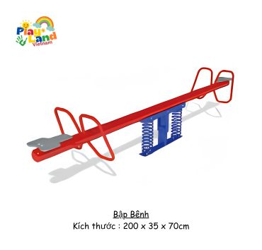 Red and blue seesaw playground equipment from Play Land Vietnam.