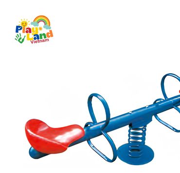 A blue and red seesaw playground equipment from Play Land Vietnam.
