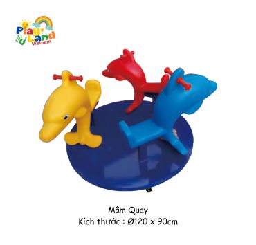 Colorful animal-shaped playground merry-go-round for children.