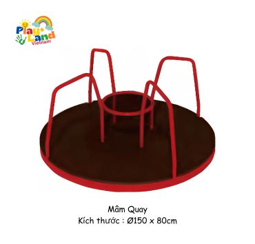 Red round playground merry-go-round from Play Land Vietnam.