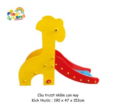 Colorful children's slide shaped like a giraffe.
