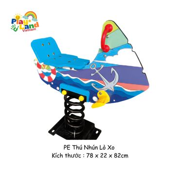 Colorful spring rocker shaped like a boat with an anchor design for kids.