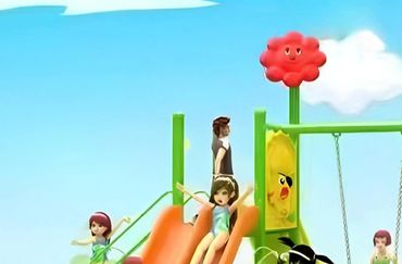 Children playing on a colorful playground with slides and swings at Play Land Vietnam.