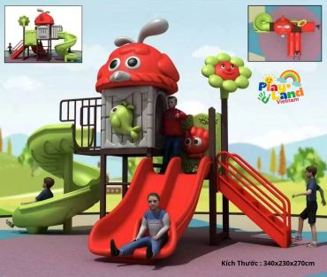 Colorful playground with slides and playful animal designs for kids.