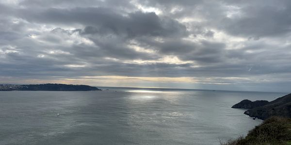 View of the entrance to San Francisco Bay on a cloudy day