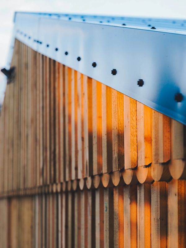 Cladding with evening sunlight