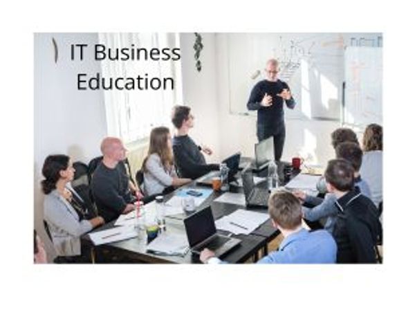 A business meeting focused on IT education.