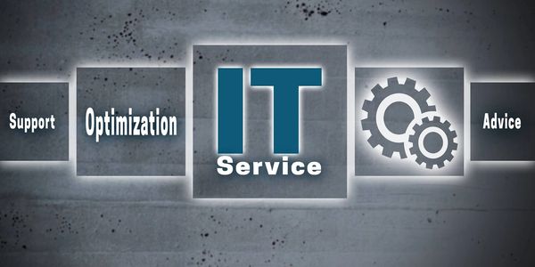 Graphic showing IT service elements like support and advice.