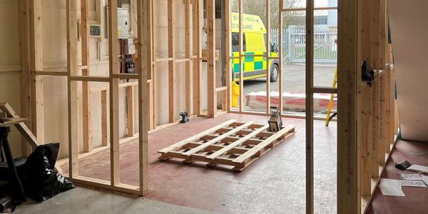 A wooden frame being built by Alphabuild in Newcastle