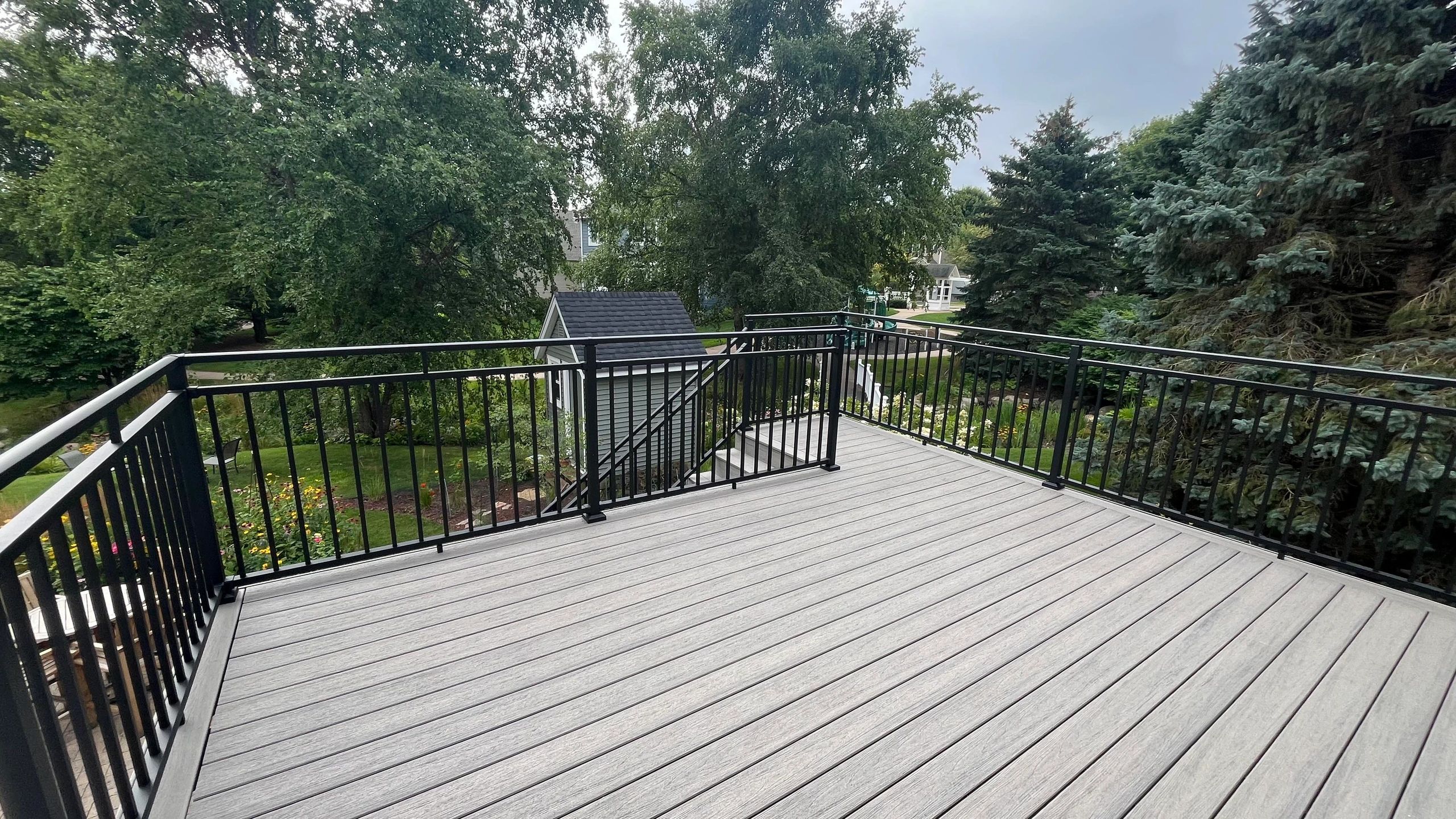 Deck Remodel Hudson , TimberTech Driftwood, Westbury Rivera railings, 54016