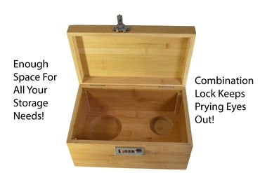 Premium Large Bamboo Box - Storage Box Wooden Locking Storage Box with  Rolling Tray - Storage Wood Box for Herbs and Accessories - Storage Box Set