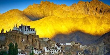 The Lamayuru monastery with lofty mountains in the backdrop in Ladakh