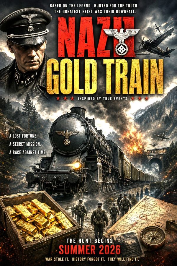 Movie poster for Nazi Gold Train, an action thriller about a secret Nazi mission.