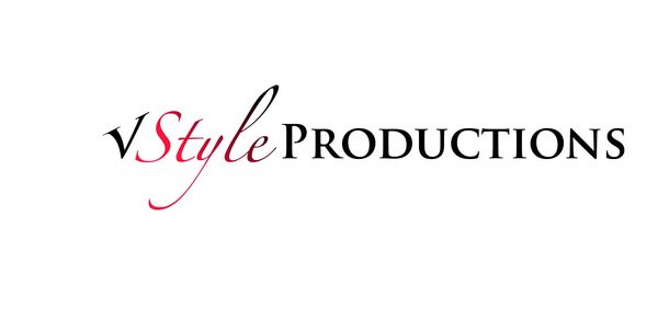 Elegant logo for VStyle Productions with mixed black and red typography.