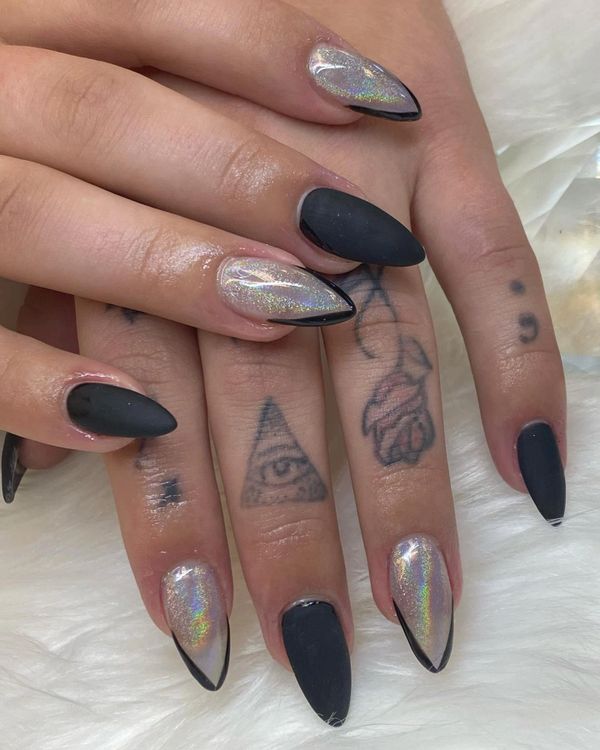 chrome and matte black nail