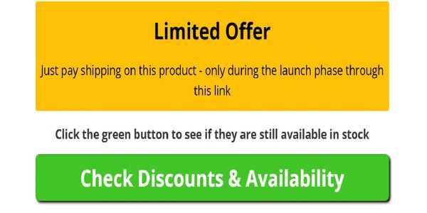 Limited offer with shipping-only payment during launch phase, check availability button.