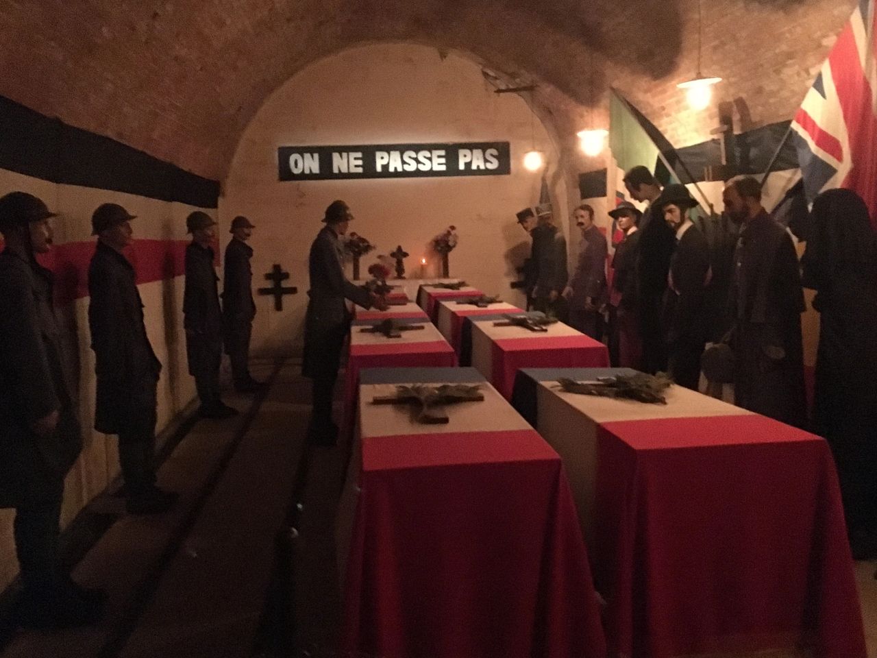 "None shall pass." One of the displays inside the Citadel of Verdun, showing a French memorial ceremony after the Battle of Verdun.