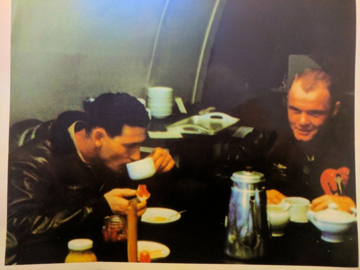 Legendary Marine Corps fighter pilots Ted Williams, left, and John Glenn served together in Korea.