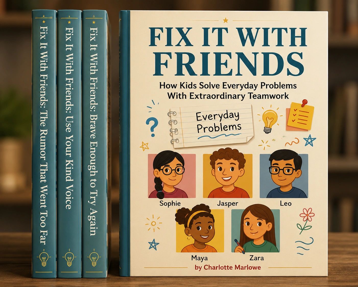Children's book series on teamwork and solving problems with friends.