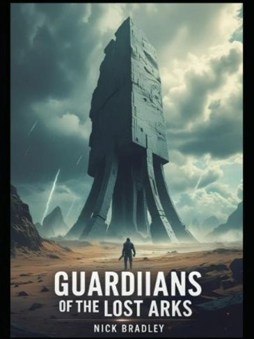  soldiers,vehicles approaching a massive glowing structure on alien planet under hovering spaceship