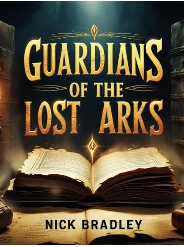 open glowing book surrounded by old tomes candles, creating a mystical and adventurous atmosphere