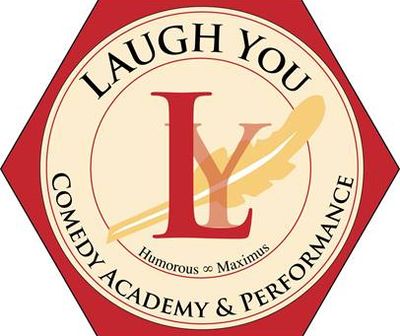 Logo for Laugh You Comedy Academy &amp; Performance with artistic lettering.