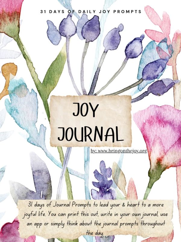 Watercolor floral cover for a 31-day joy journal with daily prompts.