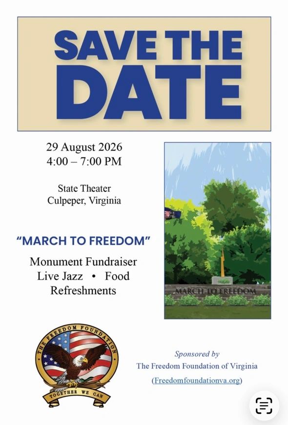 Save the date for 'March to Freedom' fundraiser on August 29, 2026.