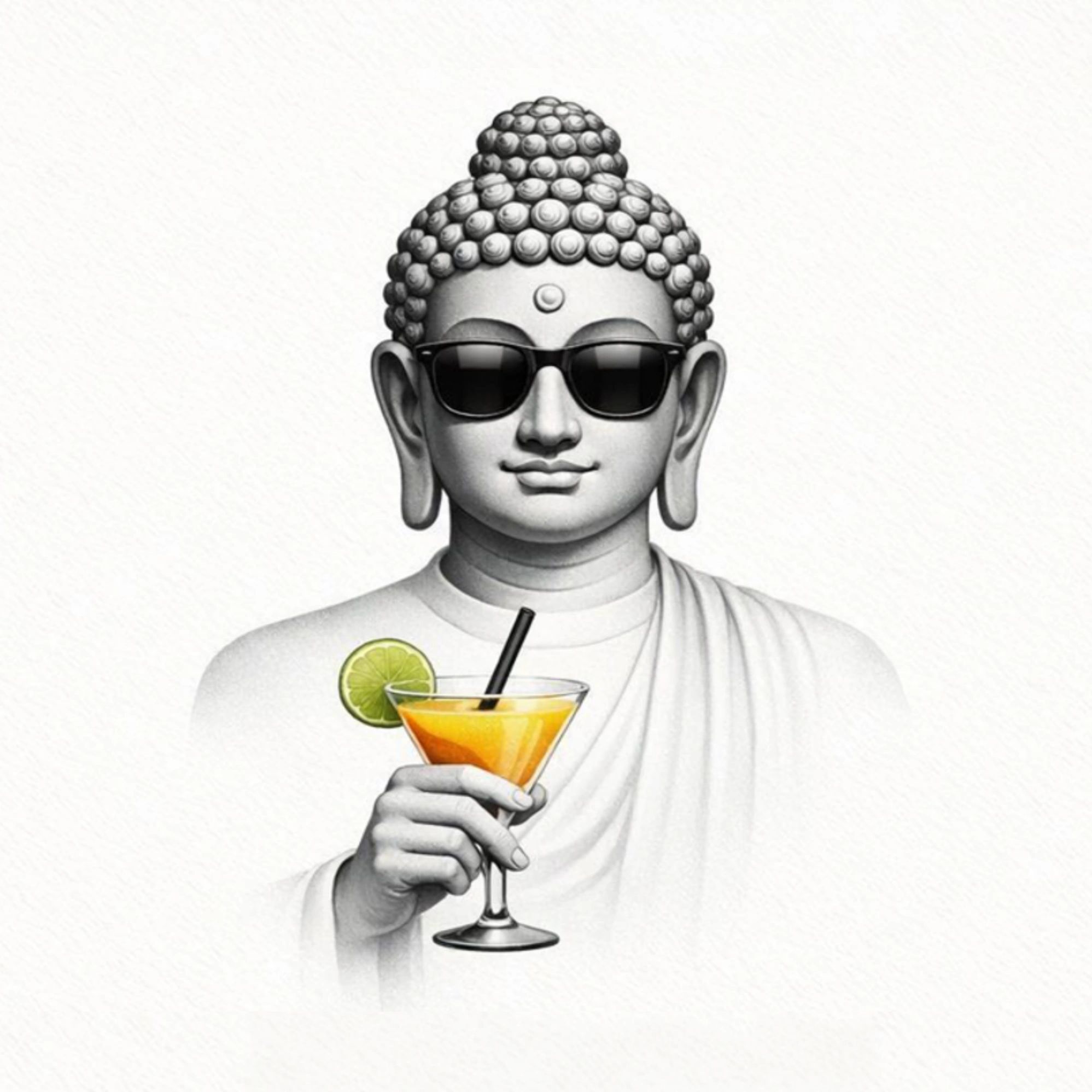 Buddha geniesst einen Cocktail