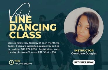 DCC Soul Line Dancing Classes on Tuesdays at 7pm. If you are interested in attending virtually, cont