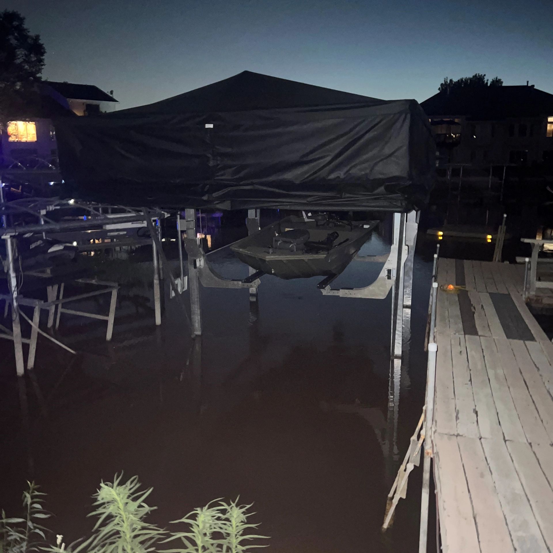 Touchless Boat Cover in our black on black color