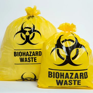 yellow biohazard waste bags