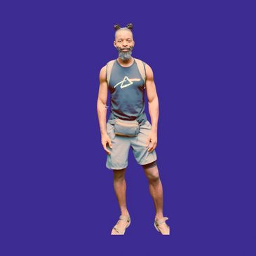 Man in casual summer outfit with fanny pack and sandals.