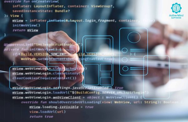Active Mind Yazılım'ın mobil uygulama geliştirme süreci: Yazılım kodlama ve UI/UX arayüz tasarımı.