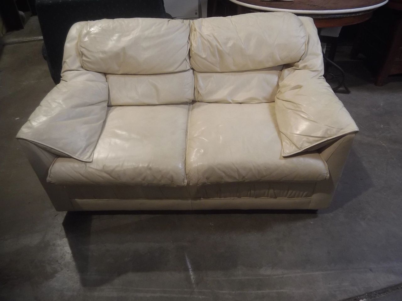 White Leather Loveseat