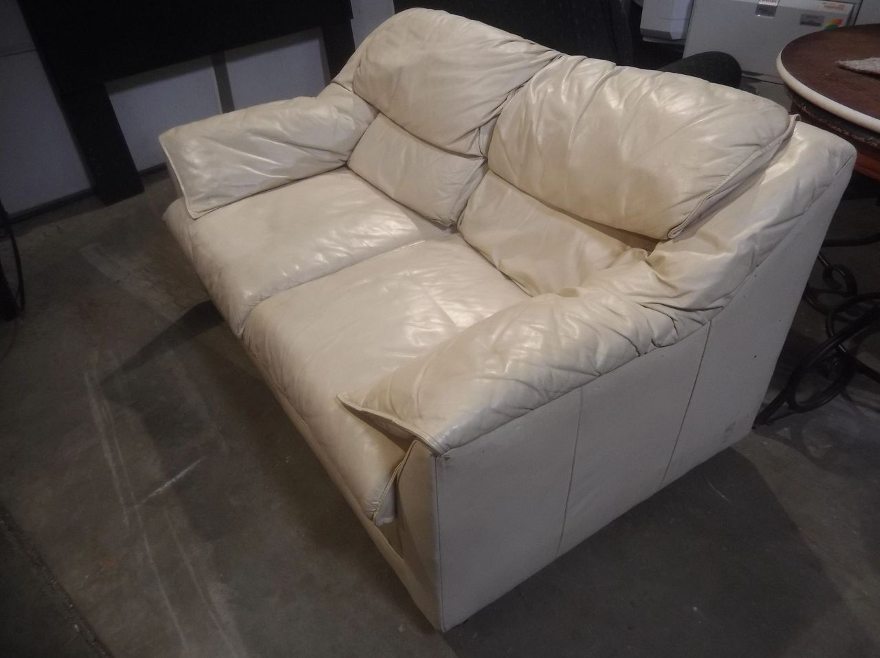 White Leather Loveseat