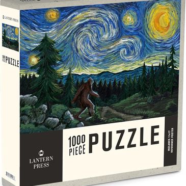 Bigfoot with van Gogh starry night