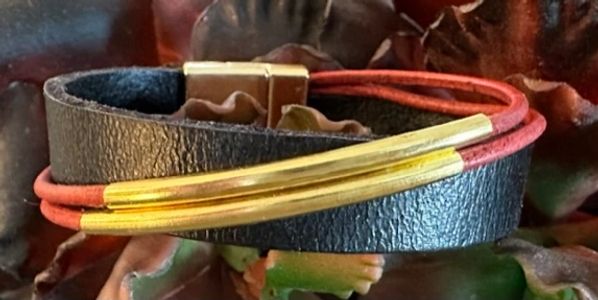 TripleCord Designs flat leather bracelet with magnetic closure.