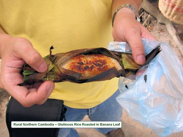 Cambodian Food Photos - Glutinous Rice Roasted in Banana Leaf