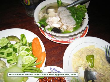 Cambodian Food - Fish Cakes in Soup, Eggs with Pork