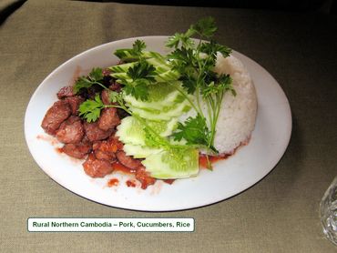 Cambodian Food Photos - Pork, Cucumbers, Rice