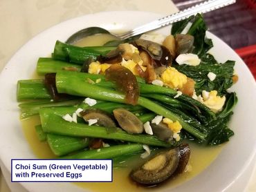 Hong Kong (Cantonese) Food Photos - Choi Sum (Green Vegetable) with Preserved Eggs