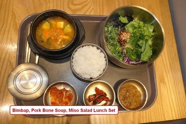 Korean Cuisine - Photos - Bibimbap, Pork Bone Soup, Miso Salad - Lunch Set