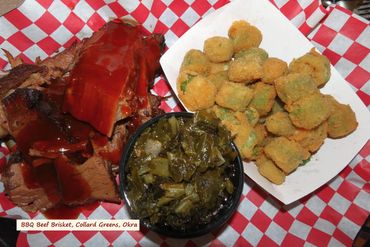 Southwest Florida Food Photos - BBQ Beef Brisket, Collard Greens, Okra