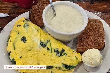 Southwest Florida Food - Spinach and Feta Omelet with Grits