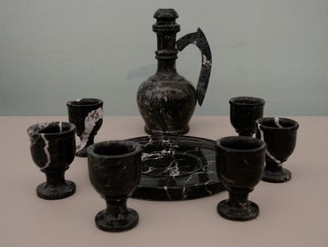 Black Zebra  Marble Saki Set 